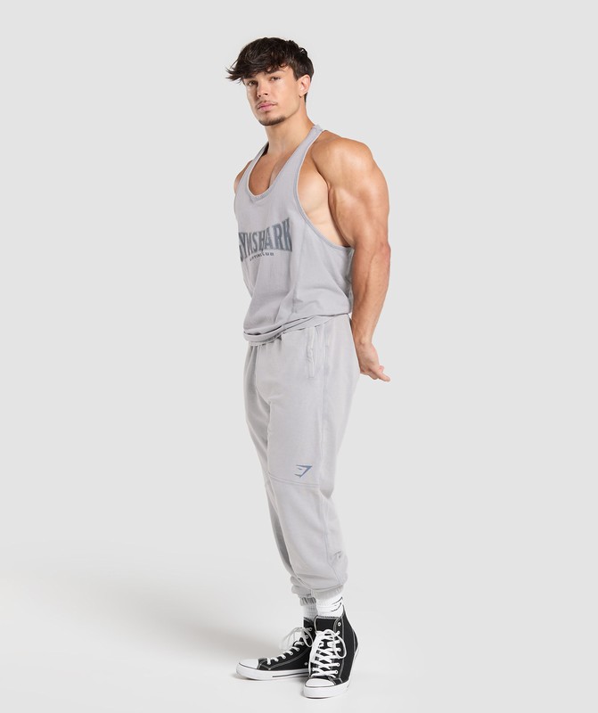 Gymshark Heritage Joggers Joggingbroek Heren Grijs Lichtturkoois | BECV71364
