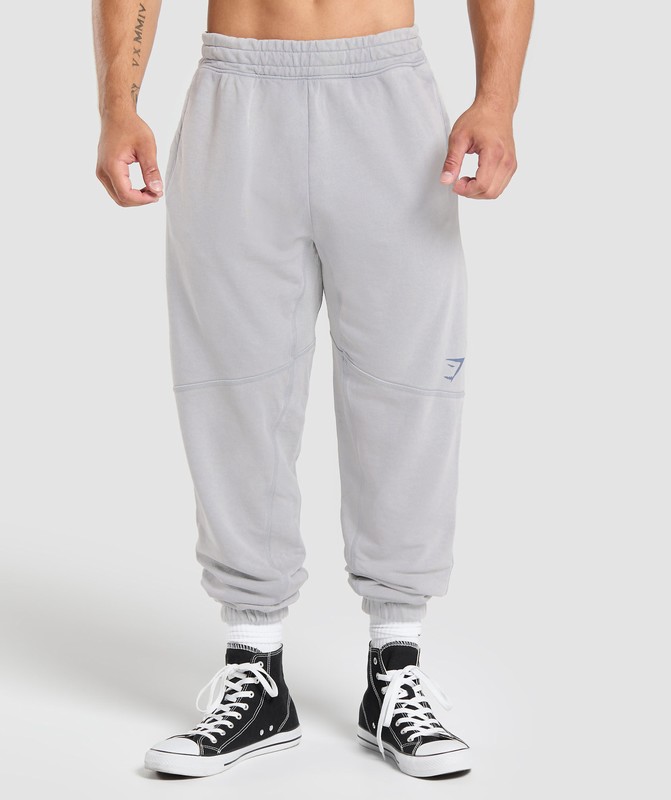 Gymshark Heritage Joggers Joggingbroek Heren Grijs Lichtturkoois | BECV71364