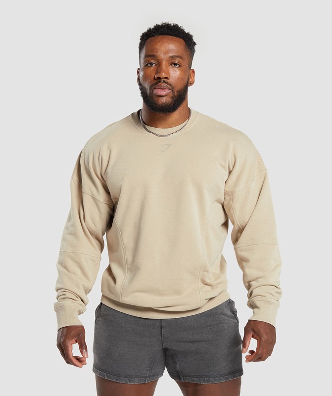 Gymshark Heritage Washed Crew Sokken Heren Beige | BGUM40315