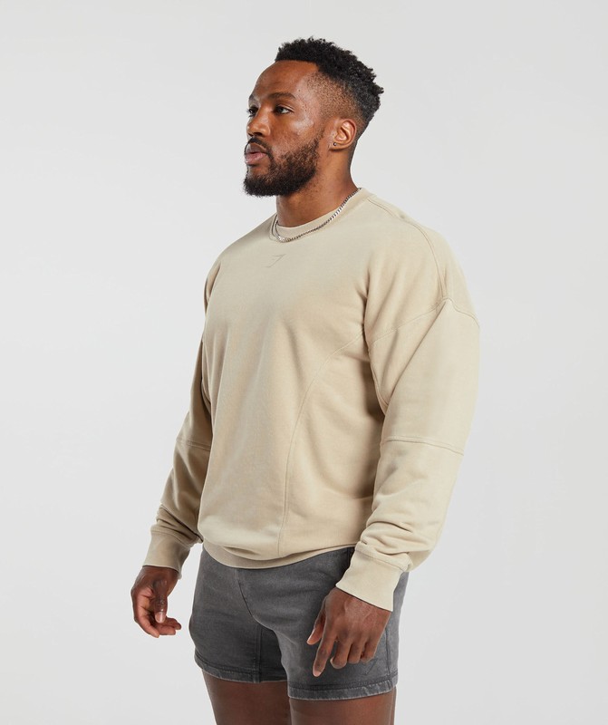Gymshark Heritage Washed Crew Sokken Heren Beige | BGUM40315