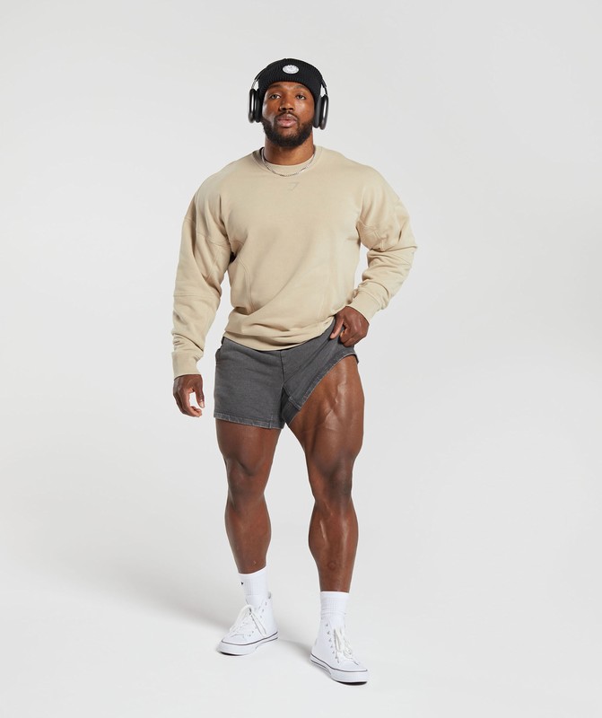 Gymshark Heritage Washed Crew Sokken Heren Beige | BGUM40315