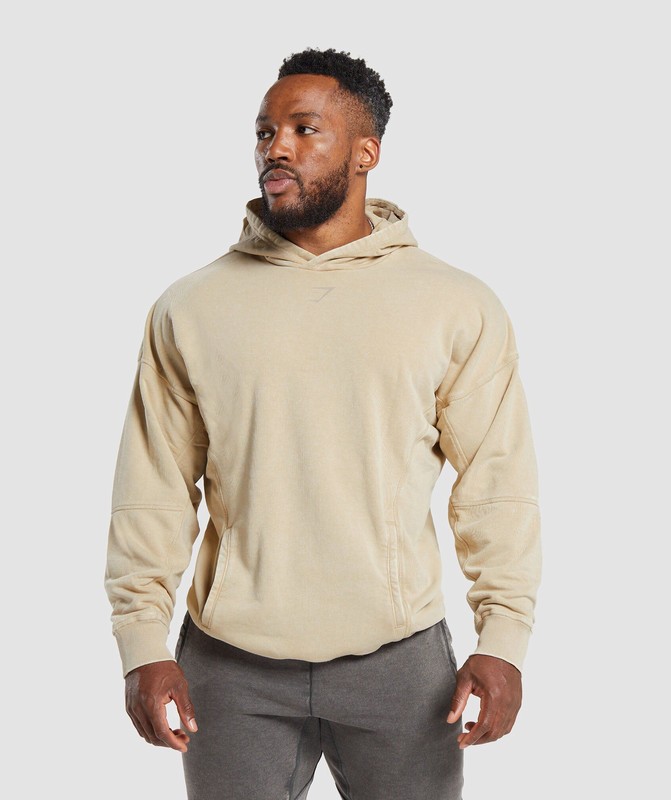 Gymshark Heritage Washed Hoodie Hoodie Heren Beige | TGYU51089