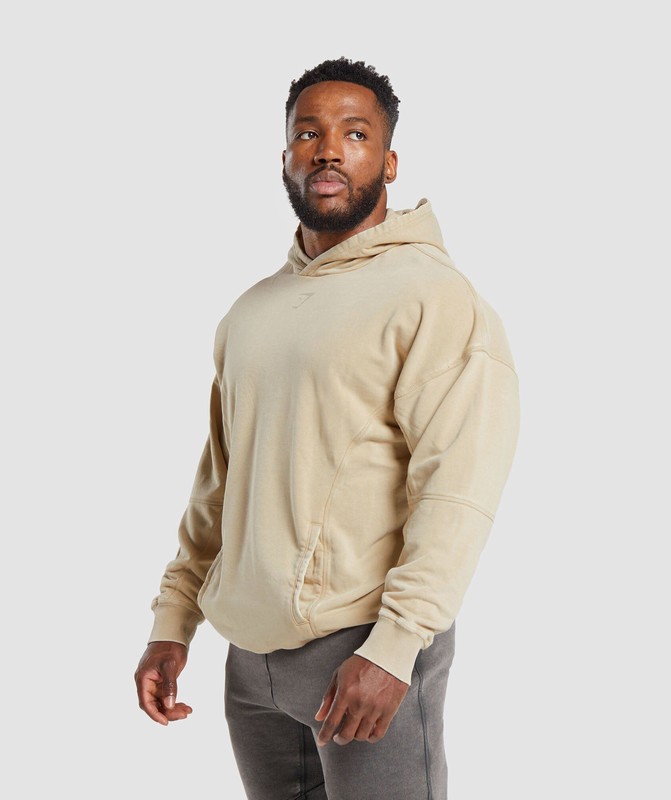 Gymshark Heritage Washed Hoodie Hoodie Heren Beige | TGYU51089
