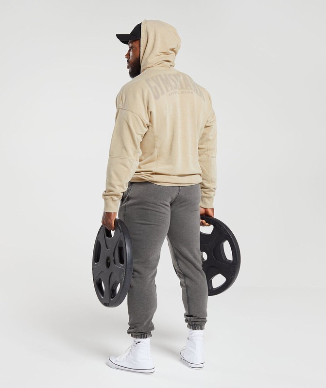 Gymshark Heritage Washed Hoodie Hoodie Heren Beige | TGYU51089