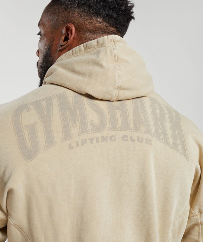 Gymshark Heritage Washed Hoodie Hoodie Heren Beige | TGYU51089