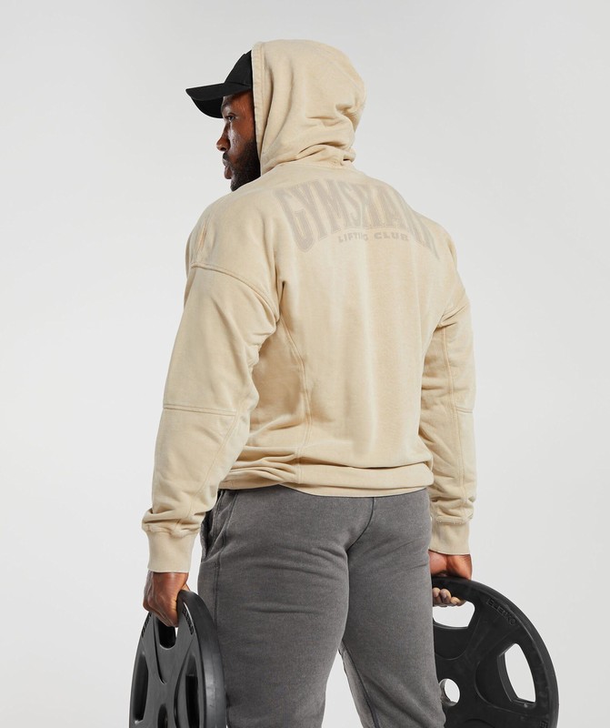 Gymshark Heritage Washed Hoodie Hoodie Heren Beige | TGYU51089