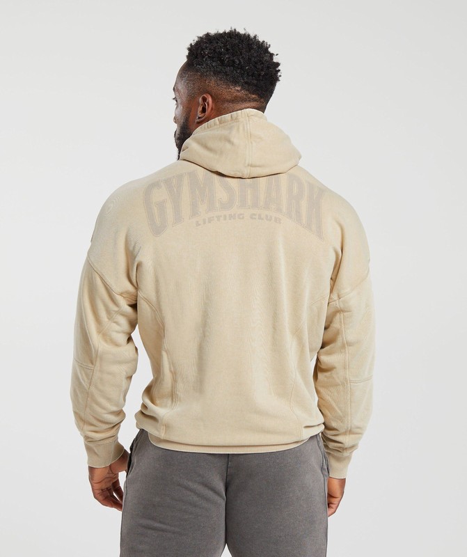 Gymshark Heritage Washed Hoodie Hoodie Heren Beige | TGYU51089