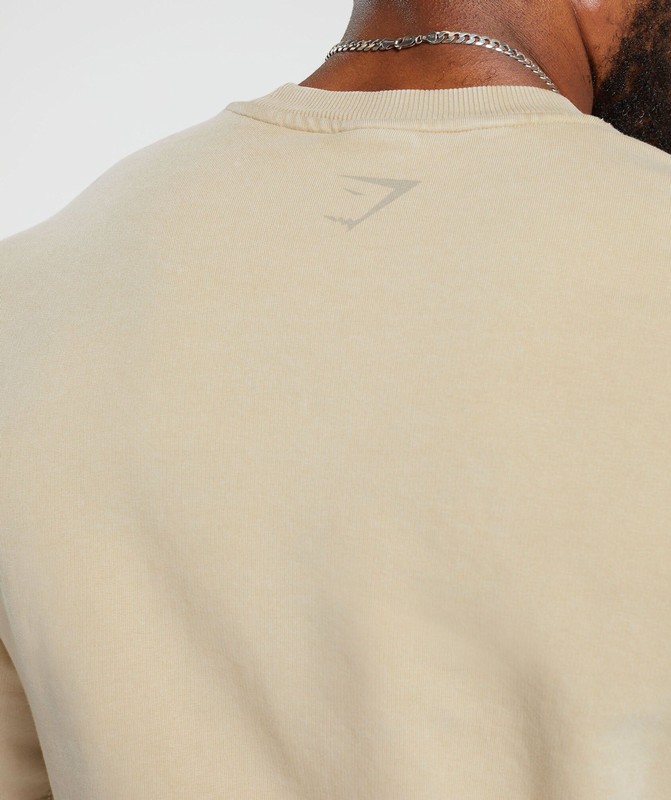 Gymshark Heritage Washed Short Sleeve Crew Sokken Heren Beige | BXAJ90685