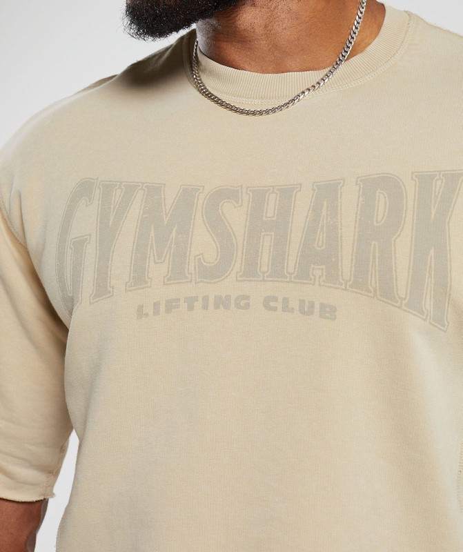 Gymshark Heritage Washed Short Sleeve Crew Sokken Heren Beige | BXAJ90685