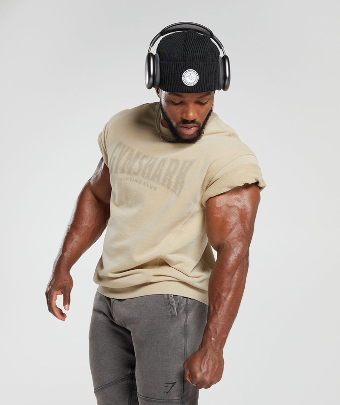 Gymshark Heritage Washed Short Sleeve Crew Sokken Heren Beige | BXAJ90685