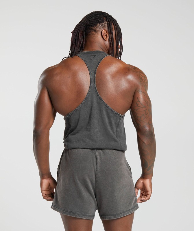 Gymshark Heritage Washed Stringer Stringer Heren Grijs | VEGA65403