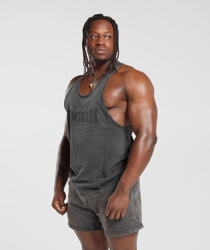 Gymshark Heritage Washed Stringer Stringer Heren Grijs | VEGA65403