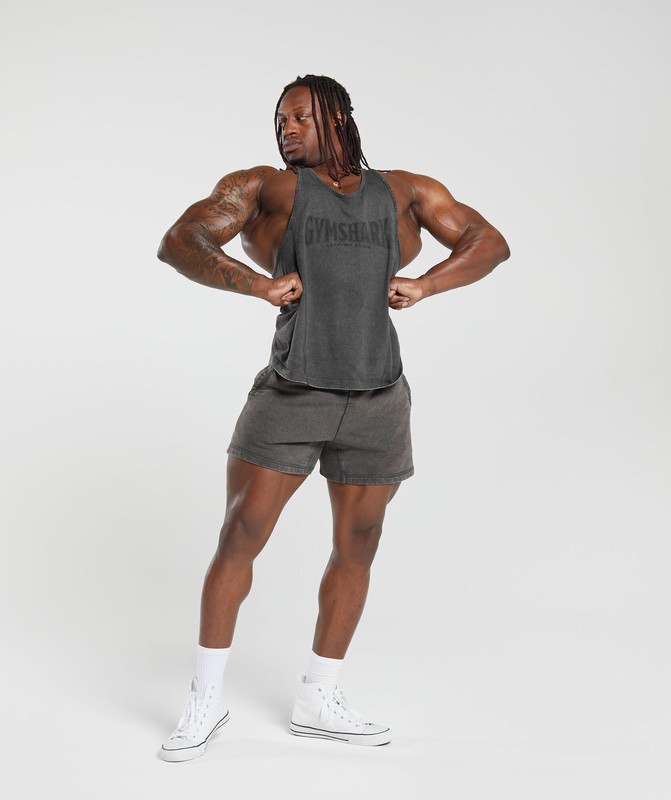 Gymshark Heritage Washed Stringer Stringer Heren Grijs | VEGA65403