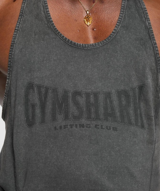 Gymshark Heritage Washed Stringer Stringer Heren Grijs | VEGA65403