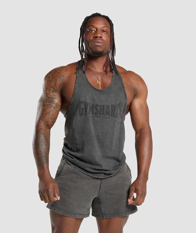 Gymshark Heritage Washed Stringer Stringer Heren Grijs | VEGA65403