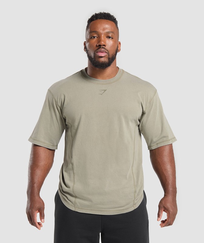 Gymshark Heritage Washed T-Shirt T-Shirt Heren Groen Lichtturkoois | UIOX83957