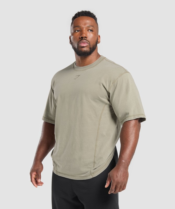 Gymshark Heritage Washed T-Shirt T-Shirt Heren Groen Lichtturkoois | UIOX83957