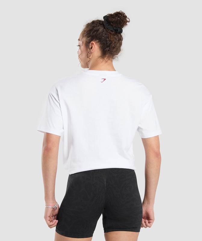 Gymshark I Love Squats Graphic Oversized Tee T-Shirt Dames Wit | ODFX05679