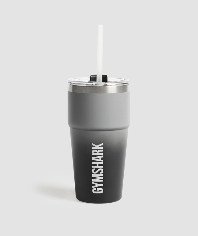 Gymshark Insulated Straw Cup Straw Cup Dames Grijs Zwart | JLVX68073
