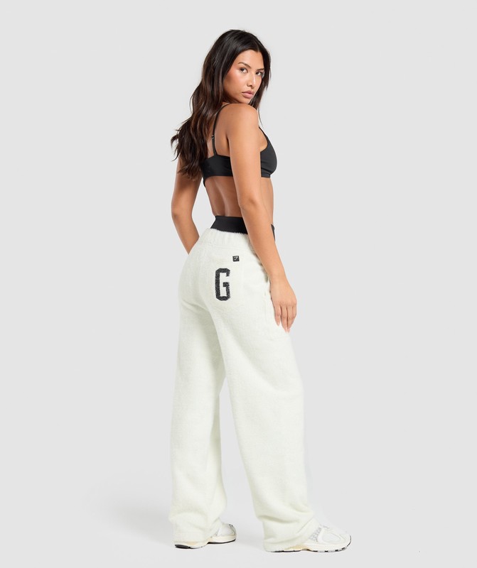 Gymshark Knitted Straight Leg Joggers Joggingbroek Dames Wit | CXZI17460