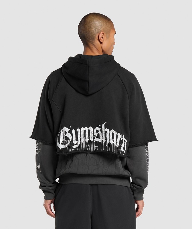 Gymshark Layered Zip Up Hoodie Hoodie Heren Zwart Grijs | IPRL79165