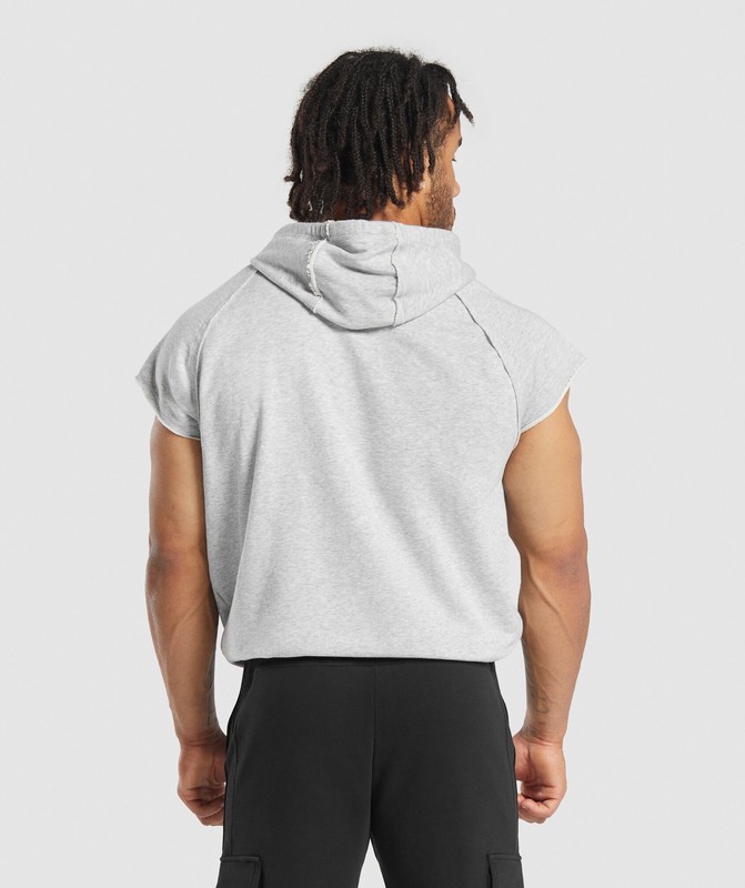 Gymshark Legacy 1/4 Zip Cap Sleeve Hoodie Hoodie Heren Lichtgrijs | VMGP74628