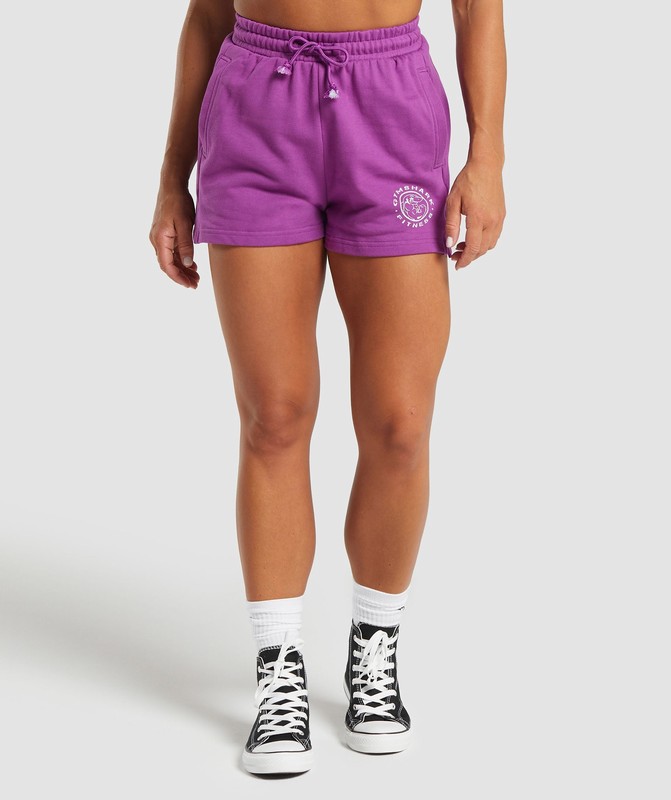 Gymshark Legacy Cotton Shorts Korte Broek Dames Paars | TMVS95826