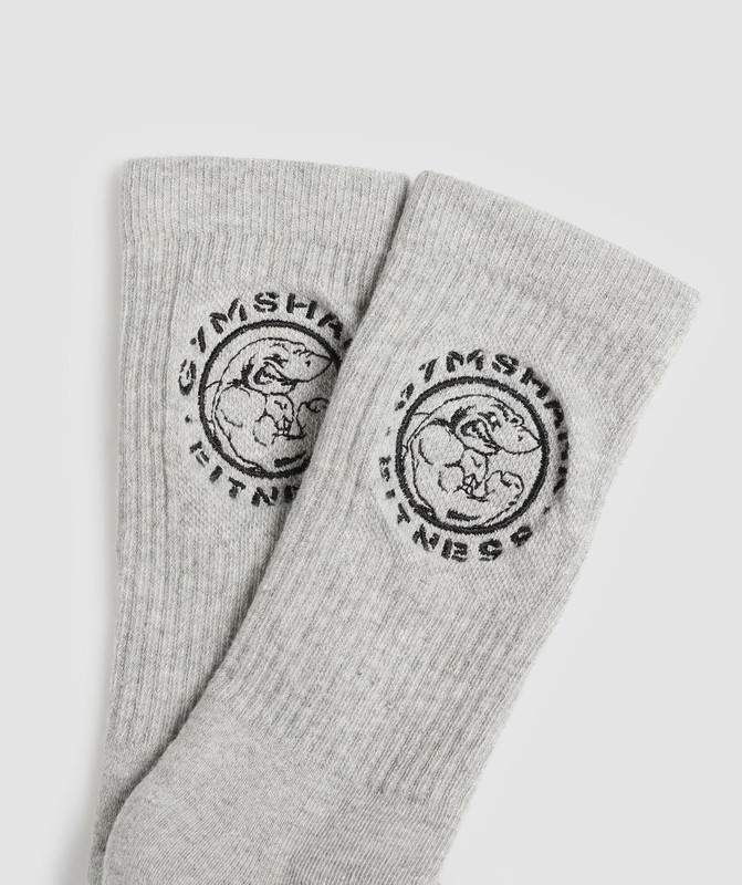 Gymshark Legacy Crew 2Pk Sokken Heren Lichtgrijs | UXYJ95208