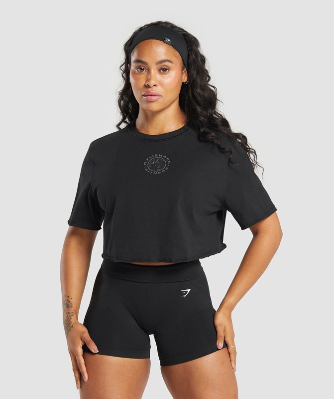 Gymshark Legacy Crop Top Crop Top Dames Zwart | AIDV97184