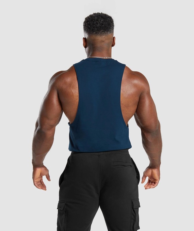Gymshark Legacy Drop Arm Tank Tanktop Heren Donkerblauw | UHNR47625
