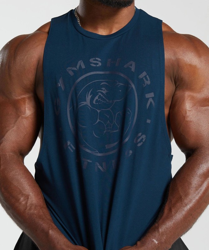 Gymshark Legacy Drop Arm Tank Tanktop Heren Donkerblauw | UHNR47625