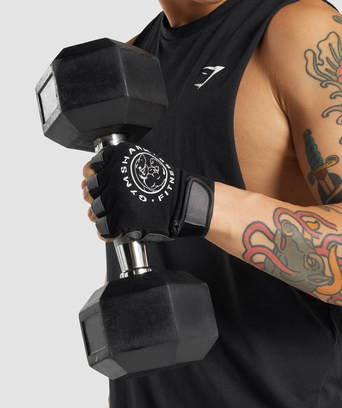 Gymshark Legacy Lifting Gloves Handschoenen Heren Zwart | NOSQ50431