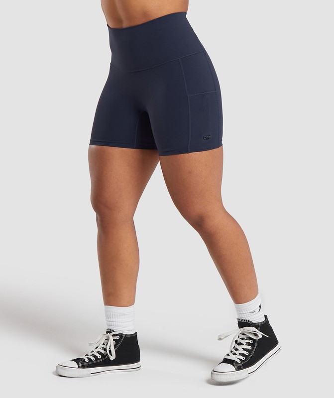Gymshark Legacy Logo Tight Shorts Korte Broek Dames Blauw | ANFM24368