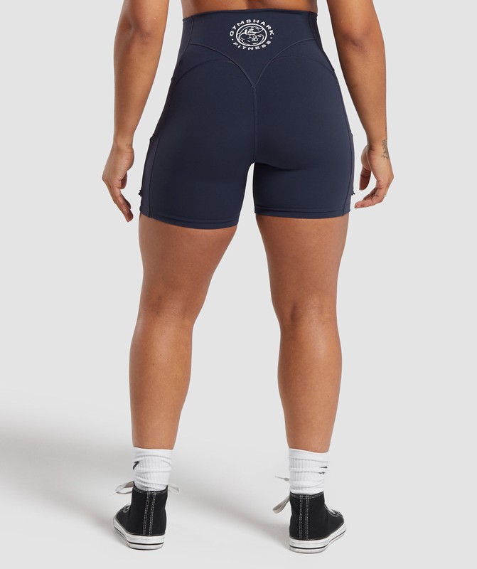 Gymshark Legacy Logo Tight Shorts Korte Broek Dames Blauw | ANFM24368