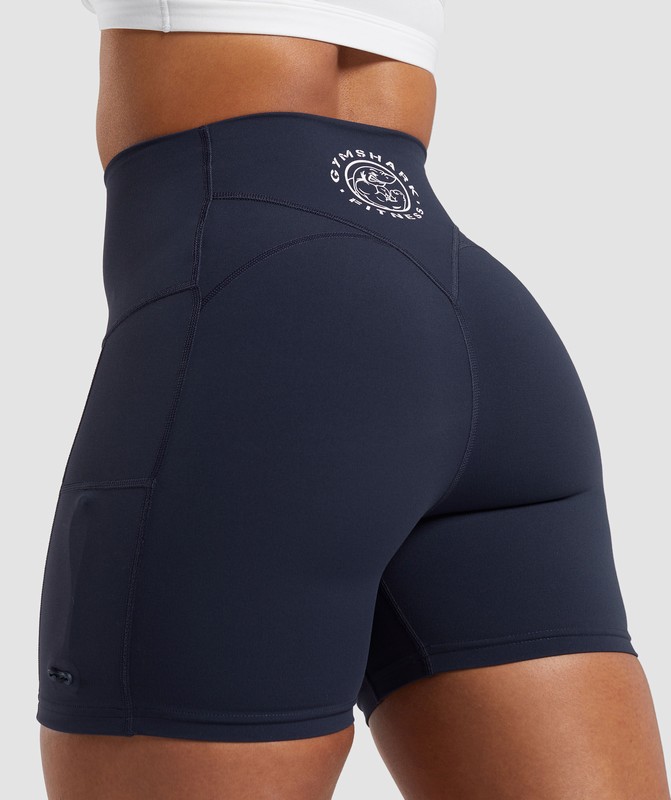 Gymshark Legacy Logo Tight Shorts Korte Broek Dames Blauw | ANFM24368