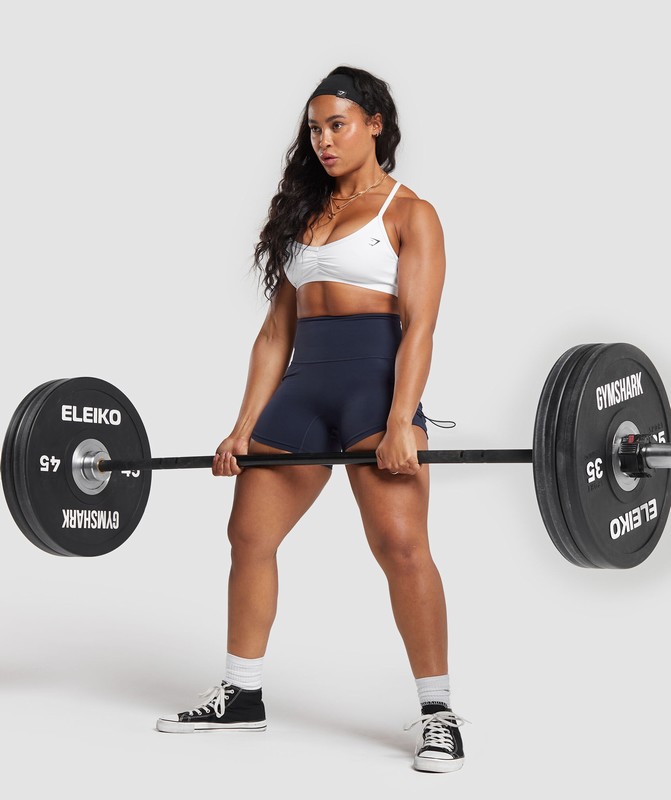 Gymshark Legacy Logo Tight Shorts Korte Broek Dames Blauw | ANFM24368