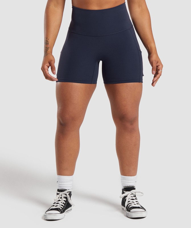 Gymshark Legacy Logo Tight Shorts Korte Broek Dames Blauw | ANFM24368