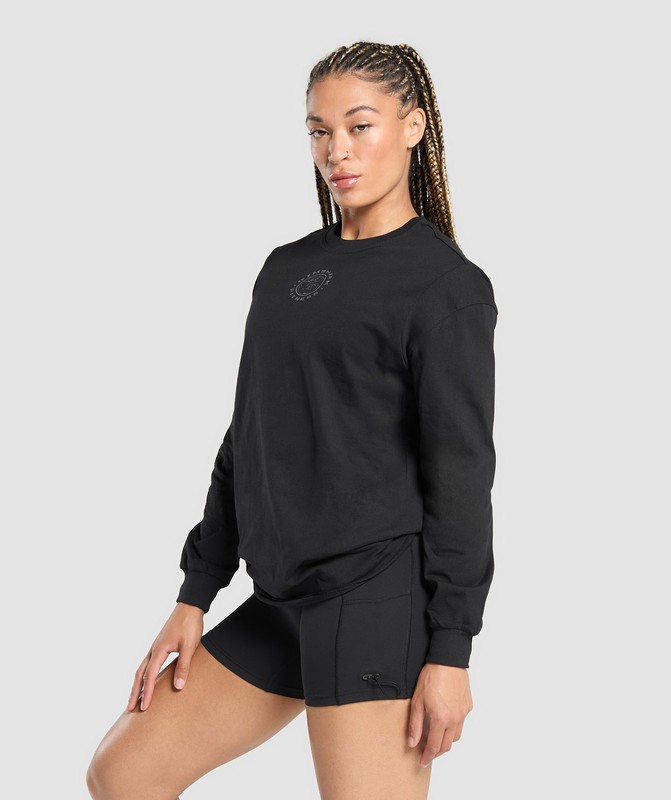 Gymshark Legacy Oversized Long Sleeve Top Top Dames Zwart | TMHZ16804