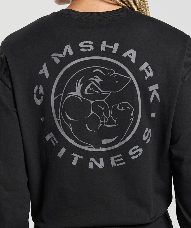 Gymshark Legacy Oversized Long Sleeve Top Top Dames Zwart | TMHZ16804