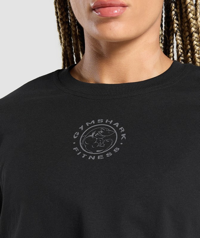 Gymshark Legacy Oversized Long Sleeve Top Top Dames Zwart | TMHZ16804