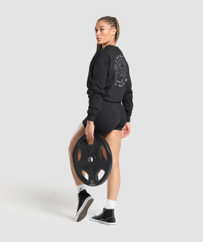 Gymshark Legacy Oversized Long Sleeve Top Top Dames Zwart | TMHZ16804