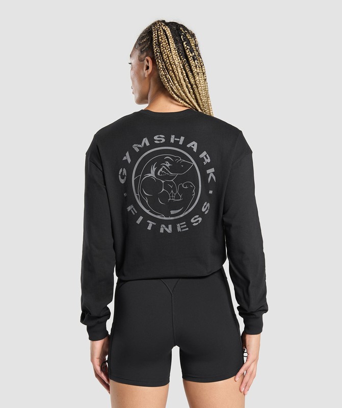 Gymshark Legacy Oversized Long Sleeve Top Top Dames Zwart | TMHZ16804