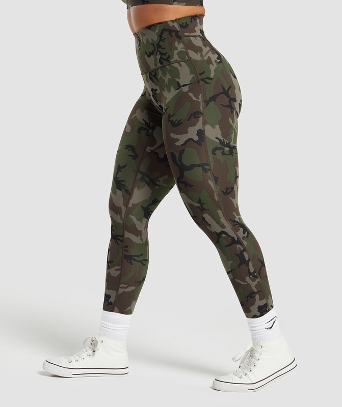 Gymshark Legacy Printed Legging Leggings Dames Bruin | DZFG68015