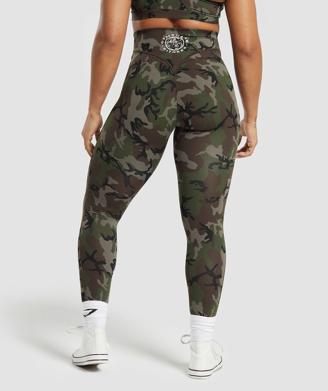 Gymshark Legacy Printed Legging Leggings Dames Bruin | DZFG68015