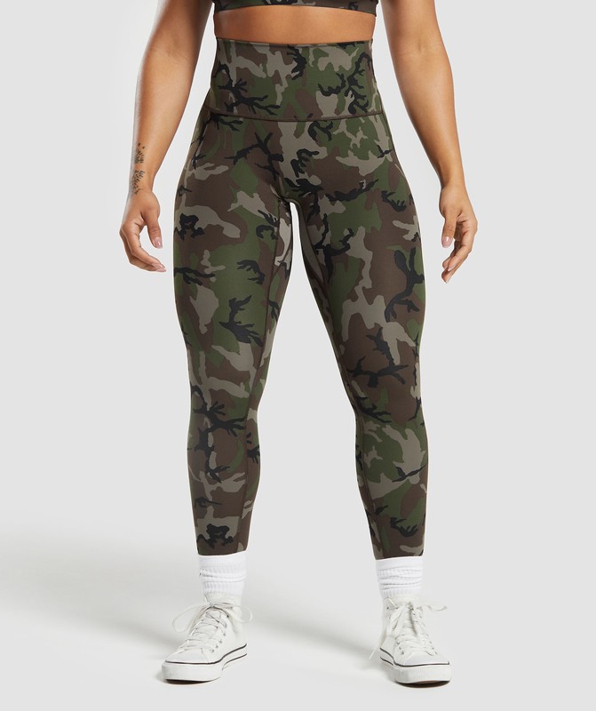 Gymshark Legacy Printed Legging Leggings Dames Bruin | DZFG68015