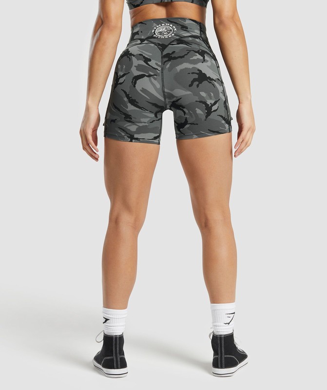 Gymshark Legacy Printed Shorts Korte Broek Dames Grijs | BVMA51280