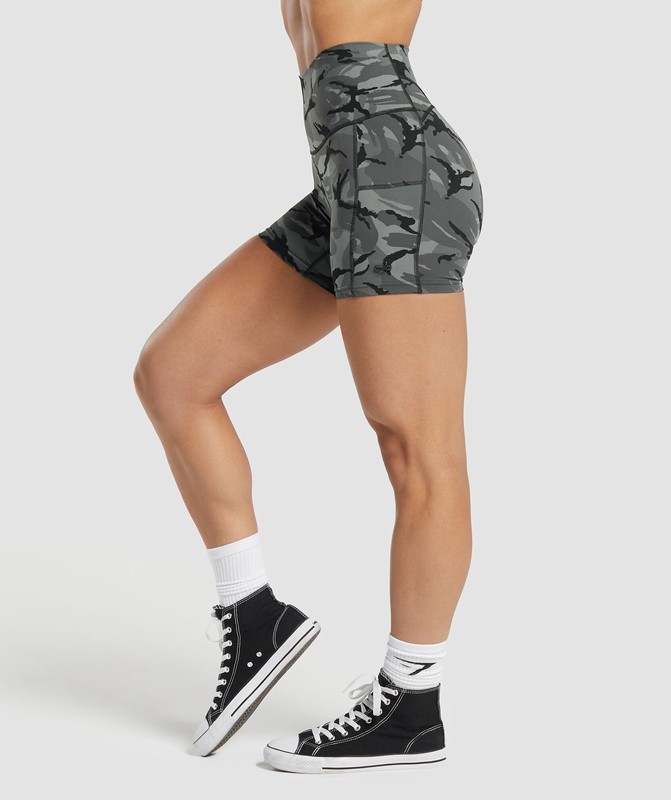 Gymshark Legacy Printed Shorts Korte Broek Dames Grijs | BVMA51280