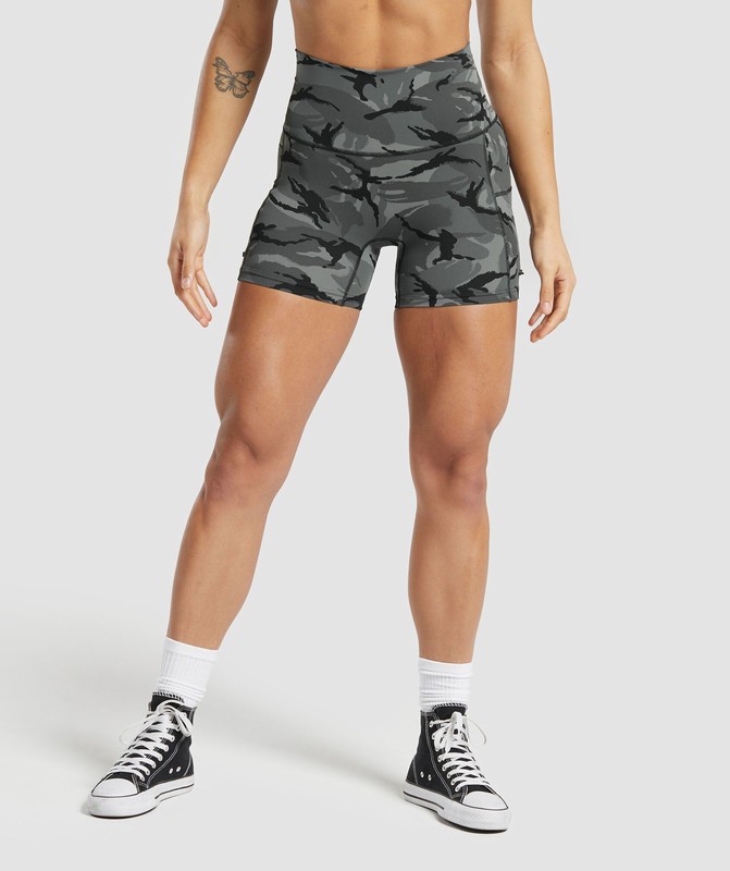 Gymshark Legacy Printed Shorts Korte Broek Dames Grijs | BVMA51280