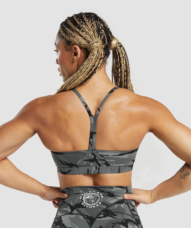 Gymshark Legacy Printed Sports Bra Sport BH Dames Grijs | OGVF12680