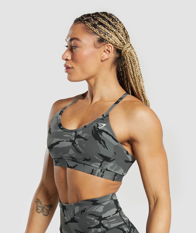 Gymshark Legacy Printed Sports Bra Sport BH Dames Grijs | OGVF12680